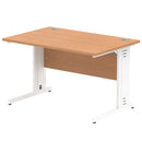 Dynamic Office Solutions Impulse desk, 1200 × 800 mm, oak top and white cable-managed leg