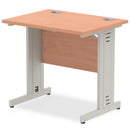 Impulse 800mm Slimline desk with cantilever legs in beech top and silver legs, by Dynamic Office Solutions