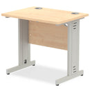 Impulse 800mm slimline desk with cable managed leg in beech top and silver leg, by Dynamic Office Solutions