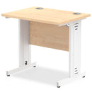 800mm slimline desk with silver cantilever leg and beech top, featuring cable management from Dynamic Office Solutions