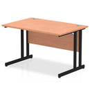 Beech 1200mm straight desk with silver cantilever legs by Dynamic Office Solutions