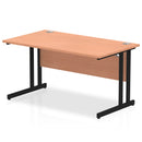 Impulse 1400mm straight desk with cantilever legs in beech wood top and silver legs from Dynamic Office Solutions.