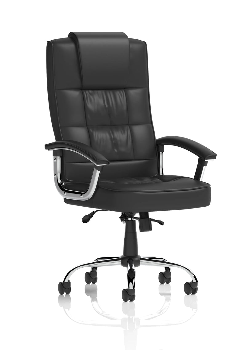 Moore Deluxe Leather Executive Office Chair - Chrome Arms & Base