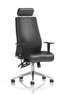 Jet 24 Hour Heavy Duty Leather Ergonomic Chair - 23.5 Stone