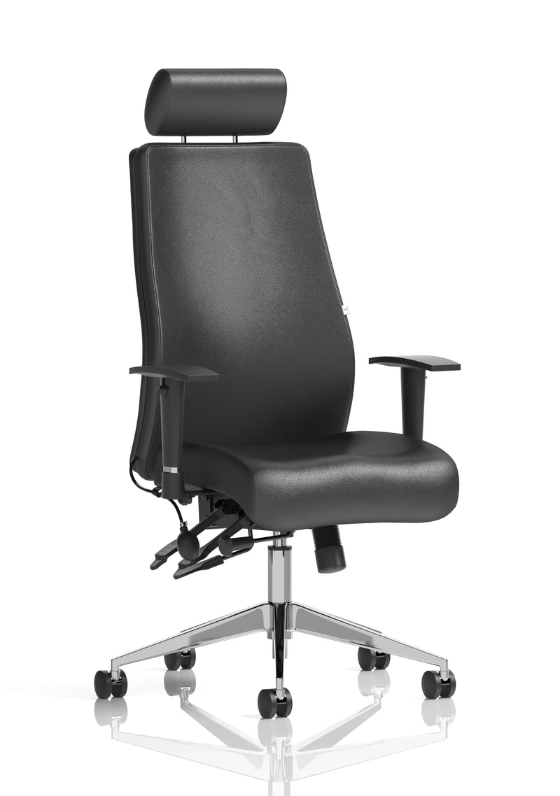 Jet 24 Hour Heavy Duty Leather Ergonomic Chair - 23.5 Stone