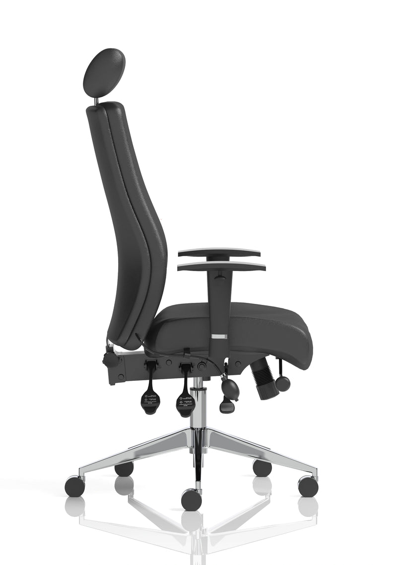 Jet 24 Hour Heavy Duty Leather Ergonomic Chair - 23.5 Stone