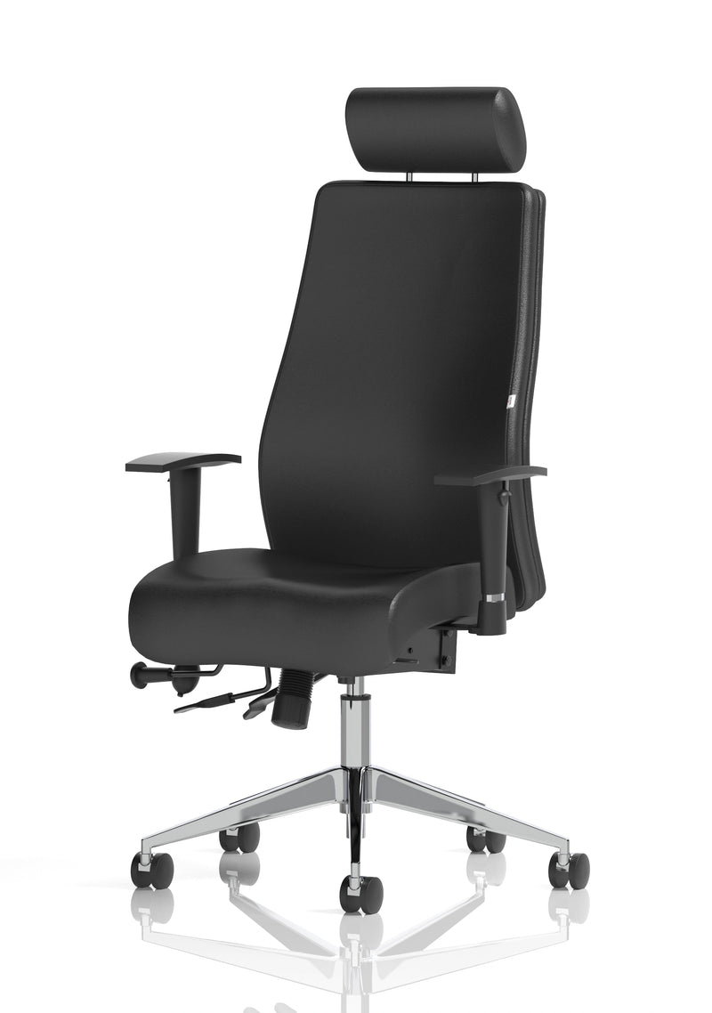 Jet 24 Hour Heavy Duty Leather Ergonomic Chair - 23.5 Stone