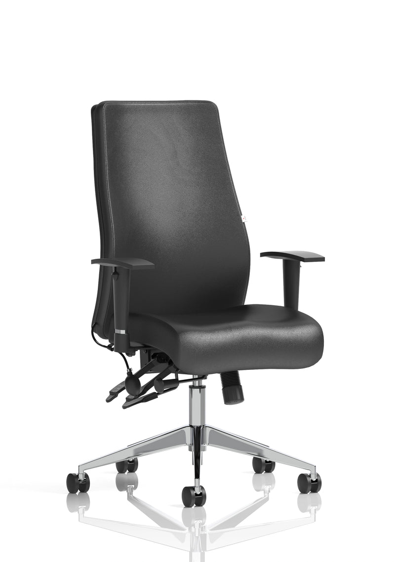 Jet 24 Hour Heavy Duty Leather Ergonomic Chair - 23.5 Stone