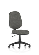 Adjustable medium back task chair in black fabric with loop arms, featuring a contoured backrest from Dynamic Office Solutio