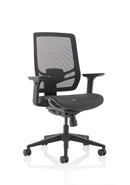 Dynamic Office Solutions Ergo Twist High Mesh Back Ergonomic Chair in black fabric with adaptive pivot and headrest