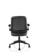 Dynamic Office Solutions black mesh back task operator chair with adjustable armrests, headrest, and lumbar support