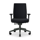 Senator Freeflex ergonomic office chair in black with polished aluminum base and adjustable armrests