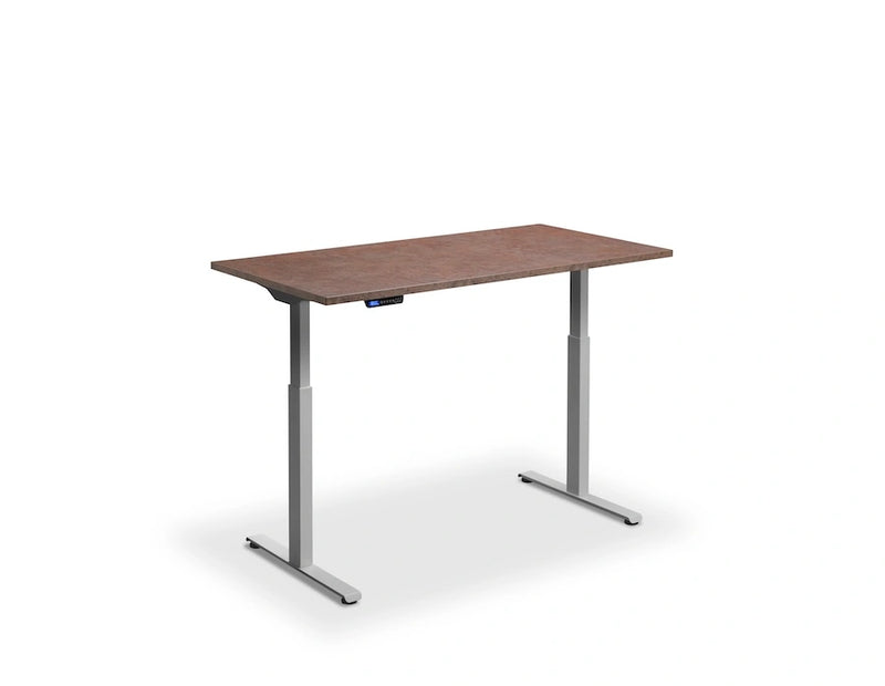 Rusa Dual Motor Standing Desk - Textured Concrete & Bronze Top