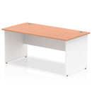 Impulse 1800mm straight desk with beech top and white legs, ideal for home office setups by Dynamic Office Solutions