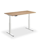 Height adjustable black desk with woodgrain top, Lavoro Flyga model, 1000 x 600 mm size