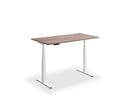 Black Lavoro Flyga dual motor height adjustable desk with woodgrain top in Anthracite Sherman Oak.