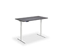 Height adjustable black desk with wood grain top in anthracite Sherman oak by Lavoro
