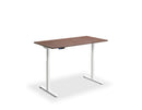 Black dual motor height adjustable desk with textured woodgrain top by Lavoro, size 800 x 600 mm