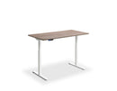 Lavoro Rusa dual motor standing desk with woodgrain top, adjustable height 705-1185mm, black frame, 100kg capacity.