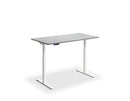 Black height adjustable desk with textured top and dual motor mechanism, compact design by Lavoro