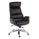 Black leather executive office chair with heavy-duty support, suitable for up to 150kg, by Lockwoodhume