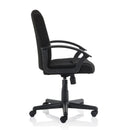 Black fabric high back office chair with adjustable height, designed for executive use by Lockwoodhume