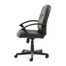 High back black leather office chair with lumbar support by Lockwoodhume, adjustable height, and heavy-duty design.