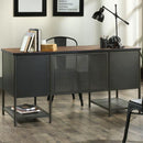 Boulevard Cafe Desk - Black Metal Industrial Desk with Vintage Oak