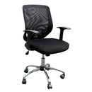 Black mesh office chair with medium back and chrome base by Lockwoodhume, supports up to 20 stone.