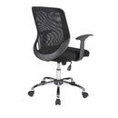 Black mesh office chair with medium back and chrome base, Lockwoodhume brand, 20-stone capacity