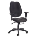 Lockwoodhume Cornwall Heavy Duty Operator Chair in black fabric, designed for 24-hour use, rated for 150kg capacity.