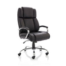 Dynamic Dallas heavy duty office chair in black leather, 600mm wide seat, supports up to 222kg for 8-hour use.
