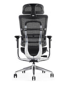 Black ergonomic office chair with breathable mesh back and adjustable headrest by Hood Seating