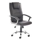 Elvedon heavy-duty office chair in black leather, designed for 20-25 stone users by Lockwoodhume.