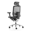 Dynamic black mesh office chair with headrest, 135kg capacity, adjustable height and ergonomic design