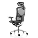 Dynamic Ergo Click Plus ergonomic mesh office chair with adjustable headrest and backrest, designed for 20-25 stone users.