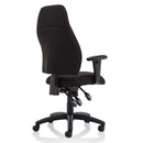 Esme black fabric ergonomic office chair with adjustable arms and lumbar support, designed for heavyweight users.