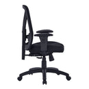Sturdy black bariatric office chair by Eliza Tinsley, gas lift, rated for 180kg, with comfortable armrests