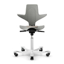 Clay saddle chair with white aluminium base by HAG, ergonomic design for enhanced comfort and posture support