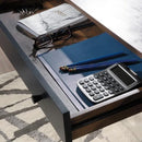 Compact wooden desk in a modern design with light oak finish by Teknik, ideal for home office use.