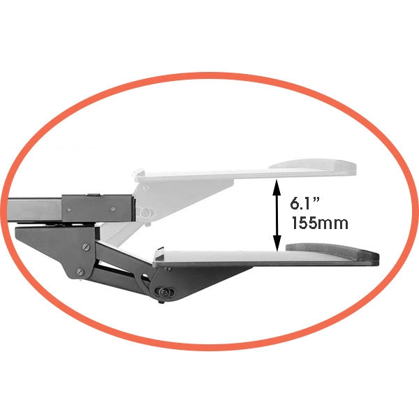 Emantis Glider Ergonomic Keyboard Tray Tilt, Swivel, Slide