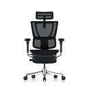 Ergohuman Mirus Elite ergonomic mesh office chair with headrest and leg rest in black 3