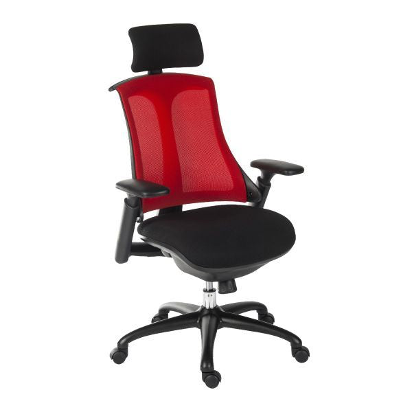 Teknik Rapport Mesh Back Office Chair with Headrest - Red