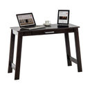 Cinnamon cherry trestle desk by Teknik, compact design for home office use, featuring a sleek wooden surface.