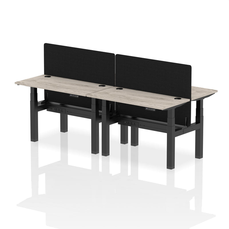 Air Back-to-Back Slimline Height Adjustable Bench Desk - 4 Person with Charcoal Straight Screen