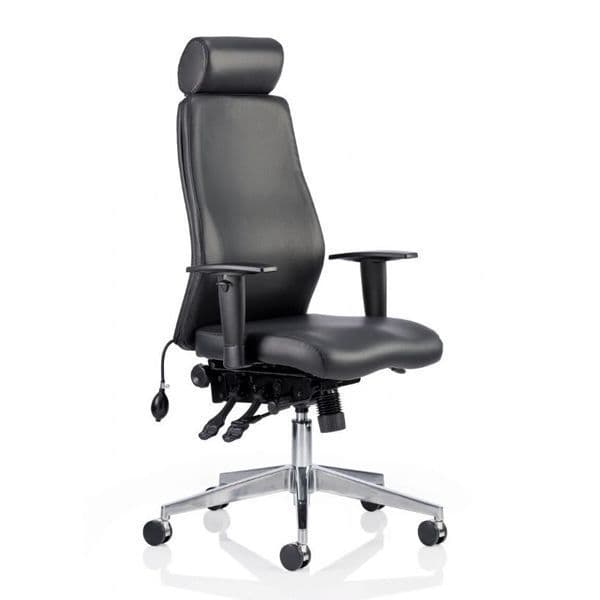 Jet 24 Hour Leather Ergonomic Chair 23.5 Stone